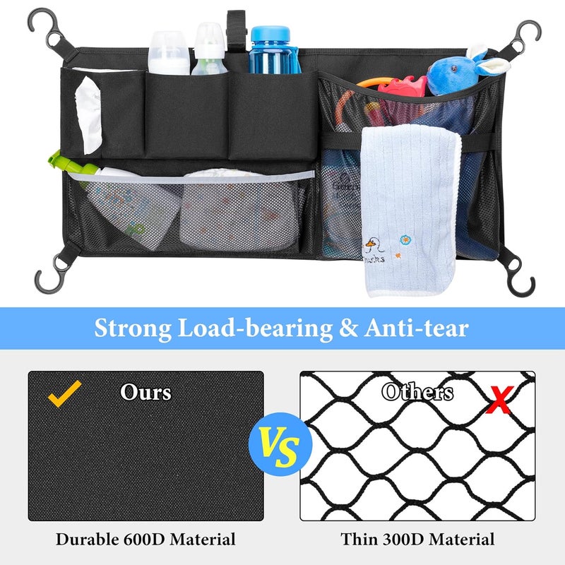 HODRANT Stroller Wagon Cargo Net, Stroller Wagon Accessories Organizer Compatible with WONDERFOLD All W-Series Models, Large Capacity Mesh Cargo Storage Net with Sorting Pockets for Dry Wet Separation - Image 5